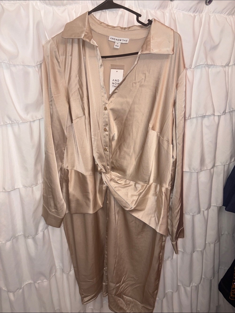 AND OTHER THINGS Satin Midi Dress in Champagne